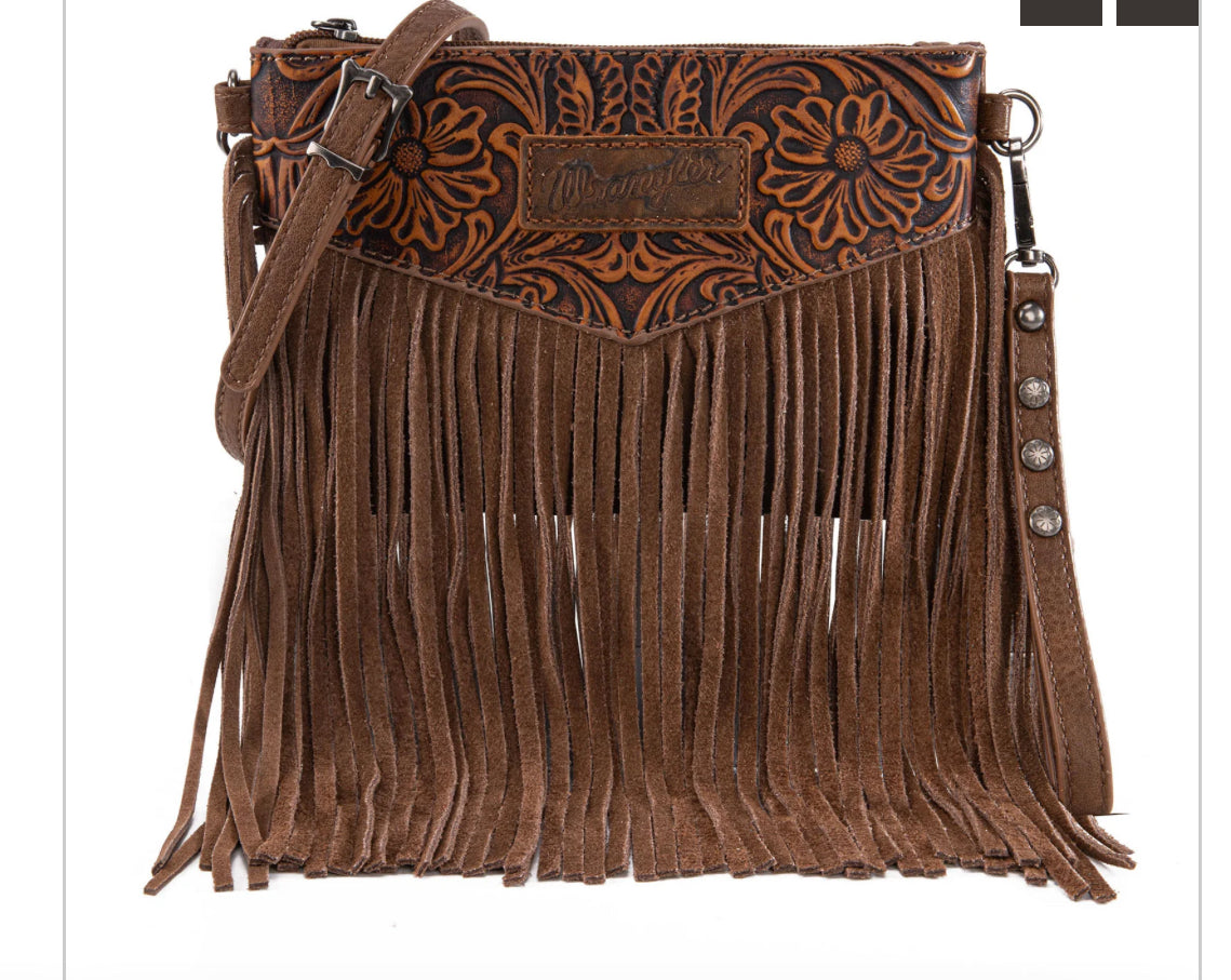 WRANGLER VINTAGE FLORAL FRINGE CROSSBODY