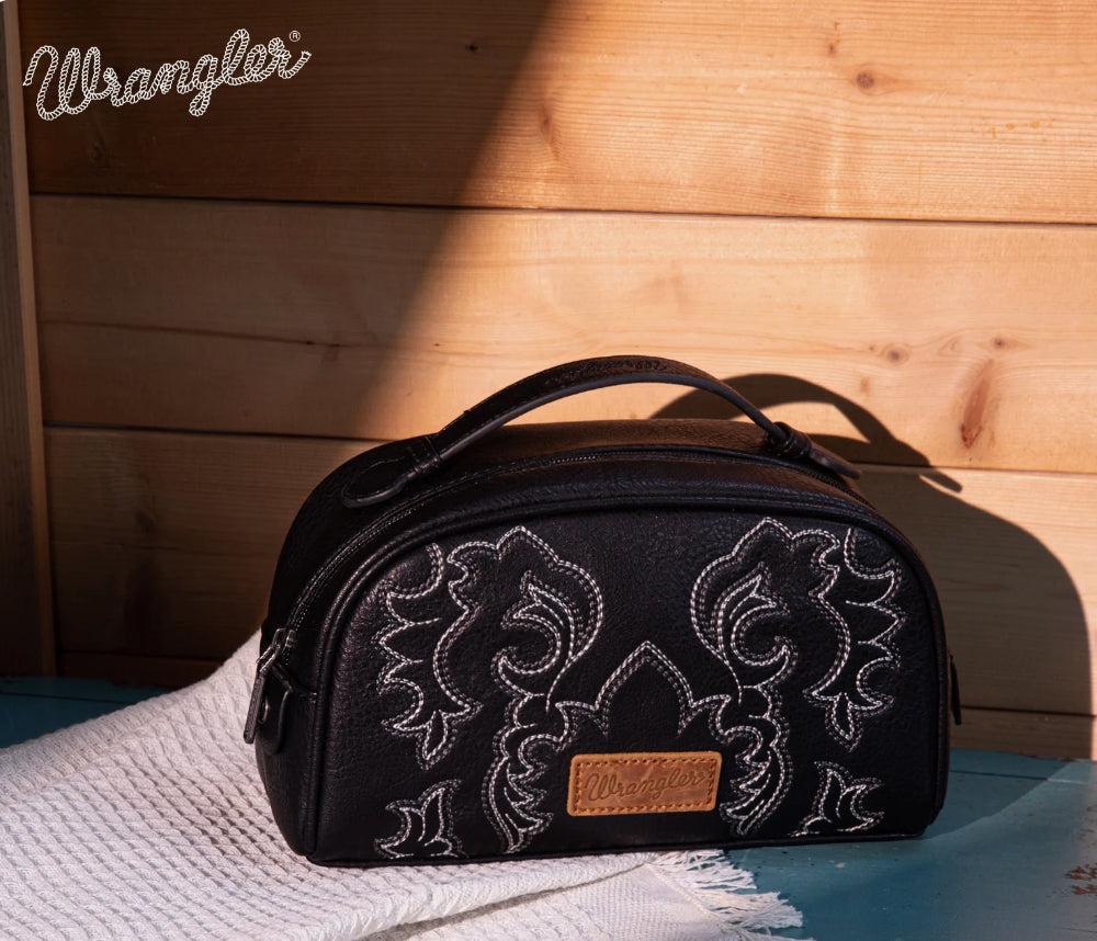Wrangler Embroidered Travel Pouch-Black