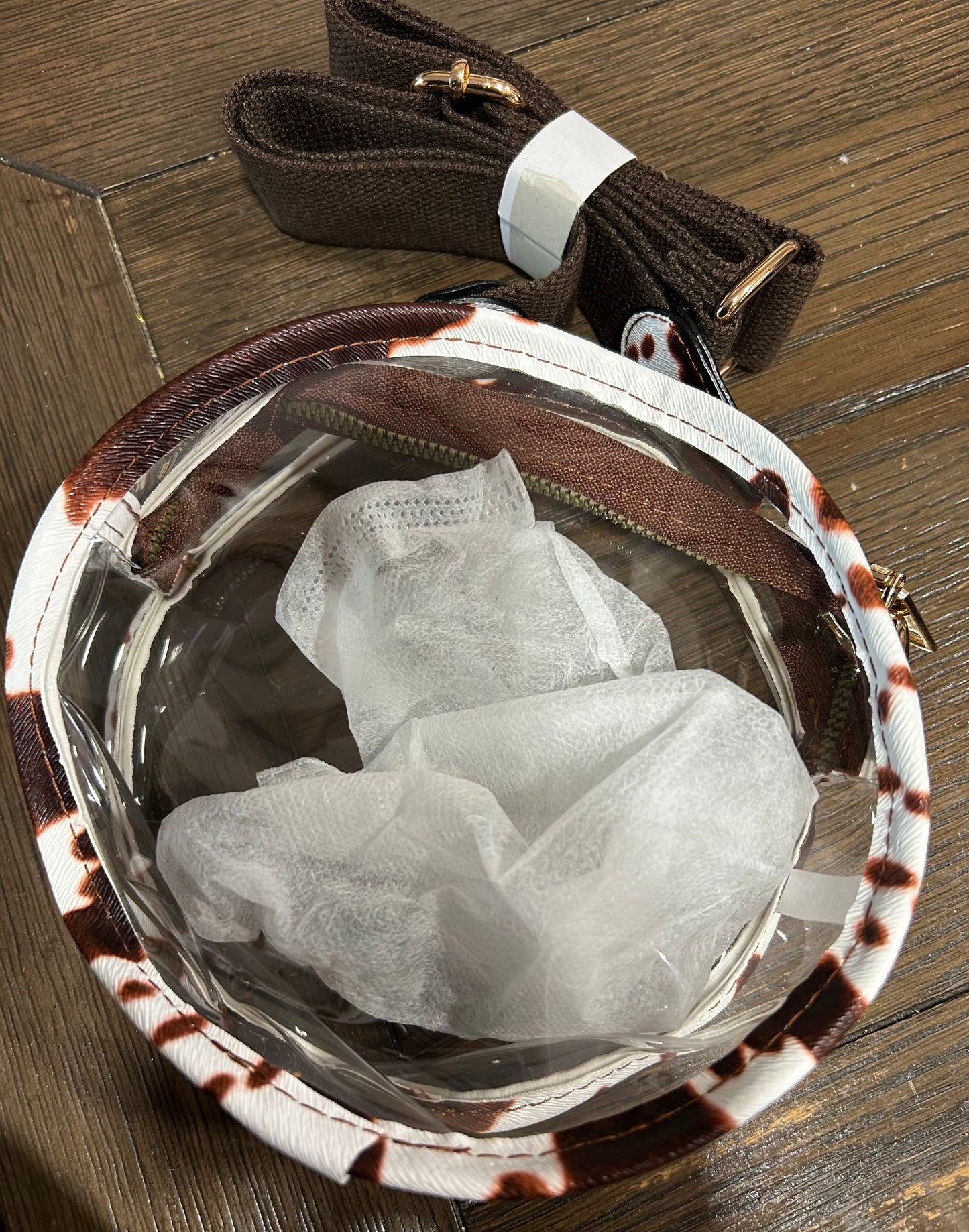 Brown Cow Print clear Crossbody (mini)