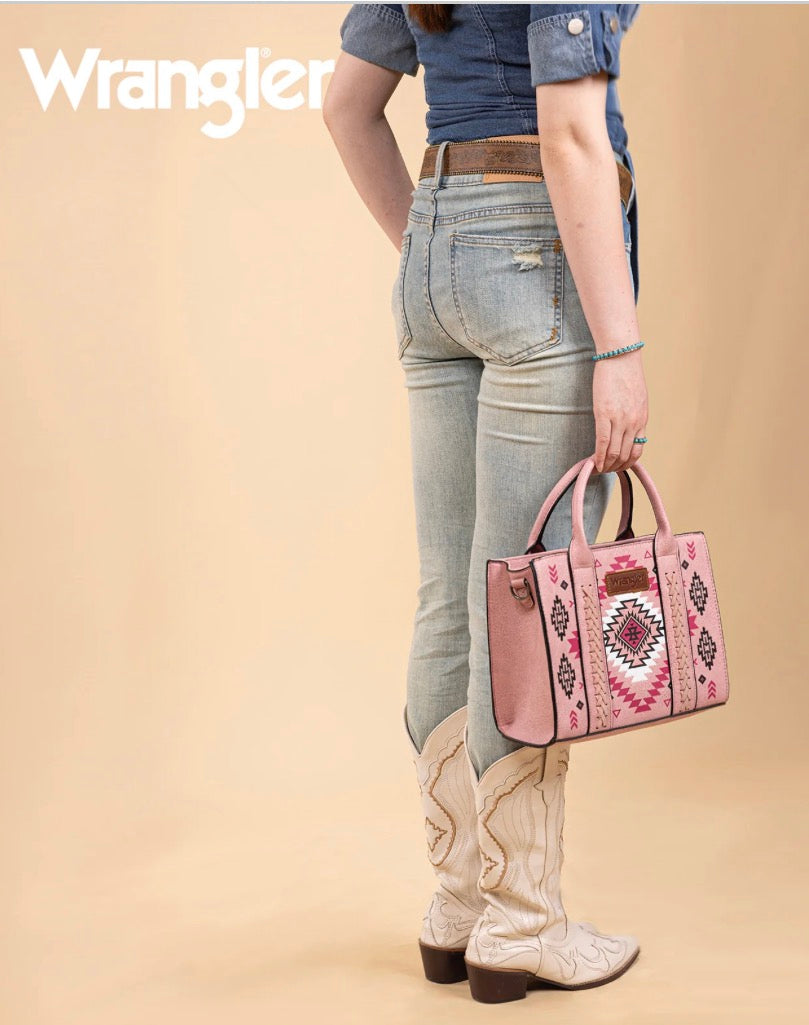 Wrangler Aztec Pattern Print -Tote/Crossbody -Pink