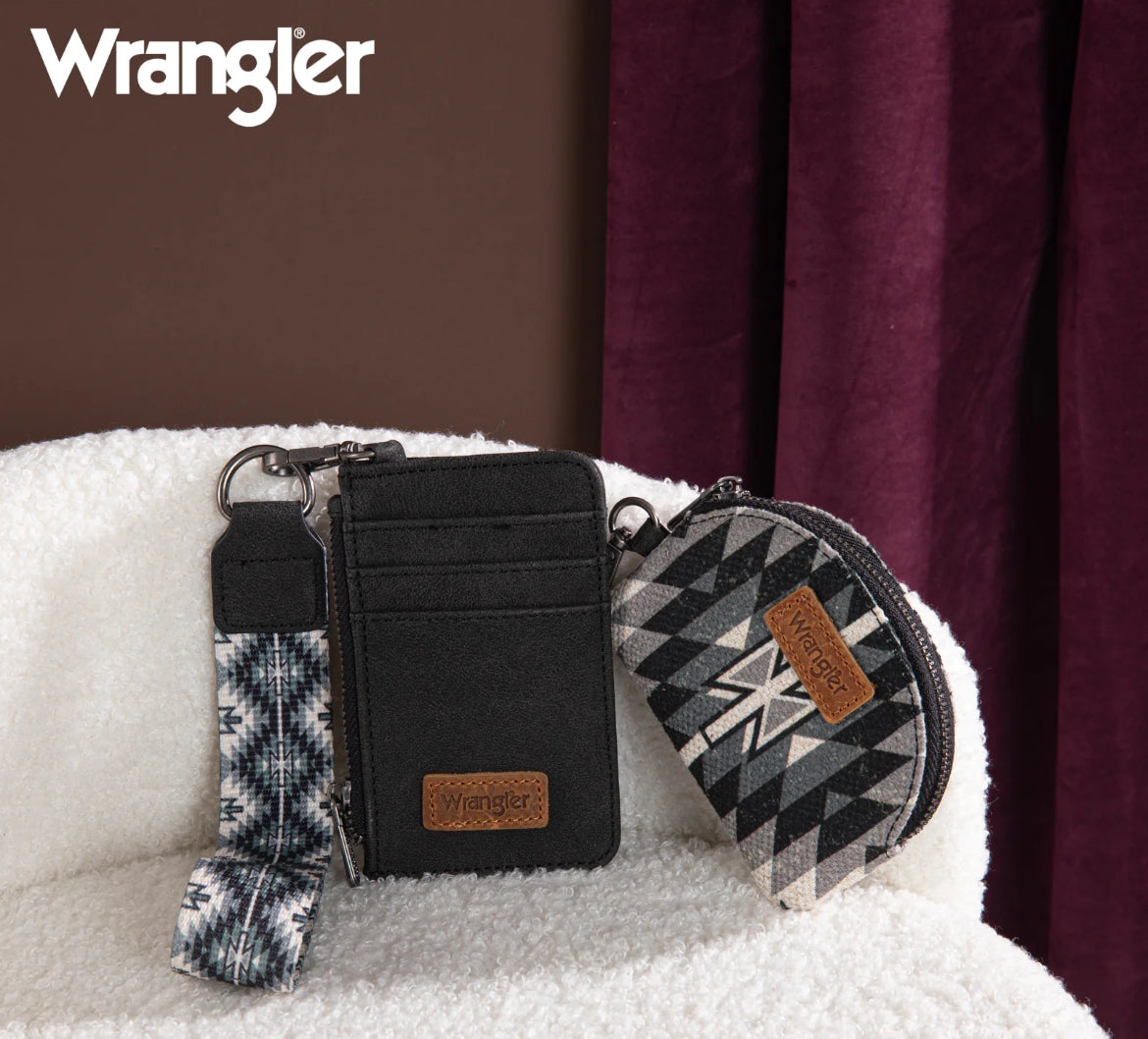 Wrangler Southwestern Art Dual Pouch Wristlet -Black