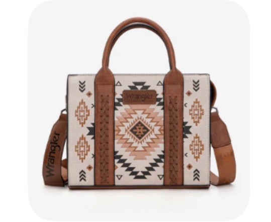 Wrangler Aztec Pattern Print tote/crossbody -Tan
