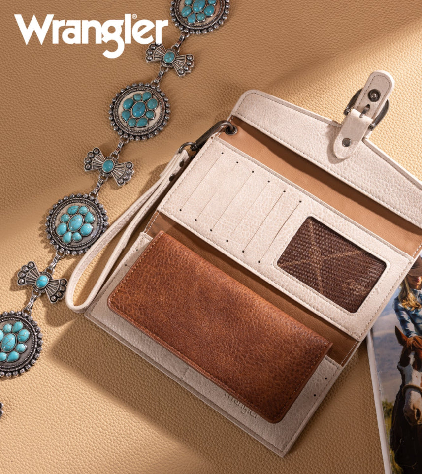 Wrangler Western Tri-fold Wallet/Wristlet With Detachable Credit Card Holder