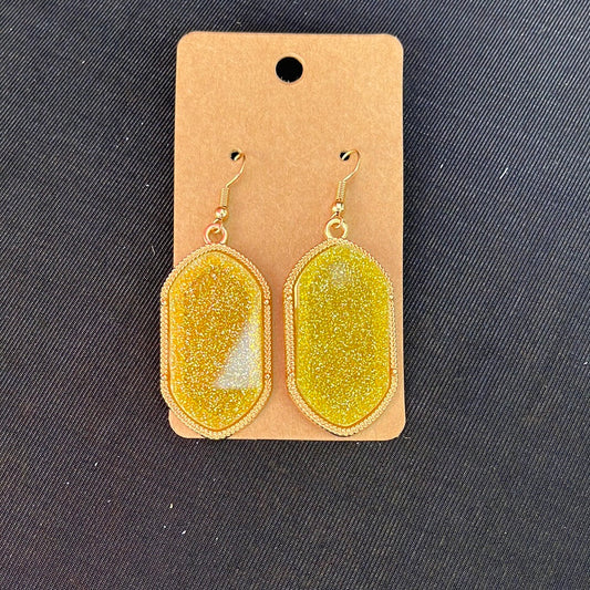 Yellow glitter earrings