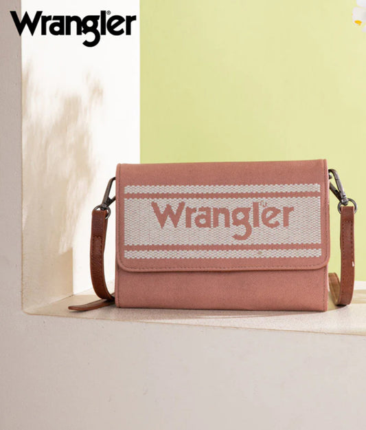 Wrangler Logo Waxed Canvas Wallet/Crossbody-Pink