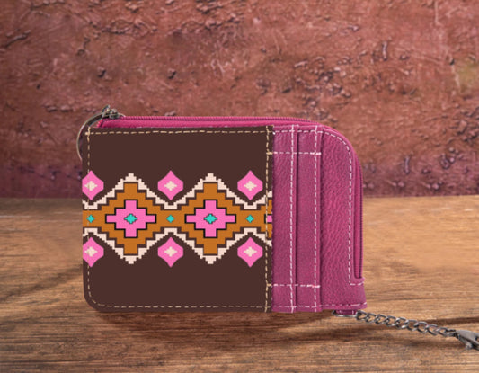 Wrangler Southwestern Print Card Case -HOT PINK