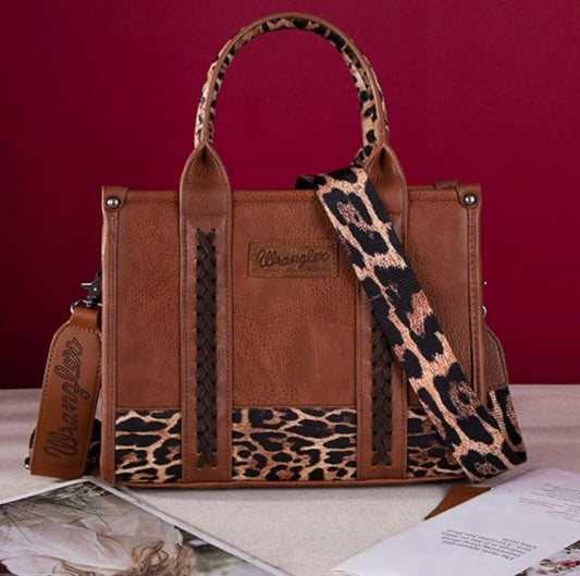 Wrangler Leopard Print Concealed Carry Tote/Crossbody Leopard