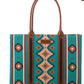 WRANGLER SOUTHWESTERN Wide Tote ~ TURQUOISE
