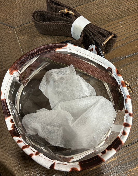 Brown Cow Print clear Crossbody (mini)