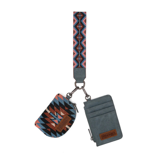 Wrangler Southwestern Art Dual Pouch Wristlet -Navy