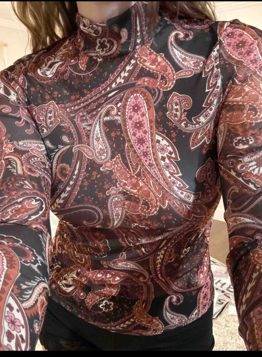 Paisley Mesh Top