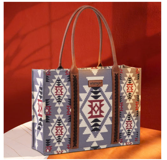 WRANGLER SOUTHWESTERN WIDE TOTE ~Lavender