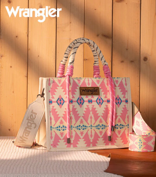Wrangler Aztec Print Rope Tote/Crossbody - Light Pink