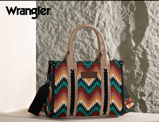 Wrangler Southwestern Pattern Dual Sided Print Crossbody- Aztec Black