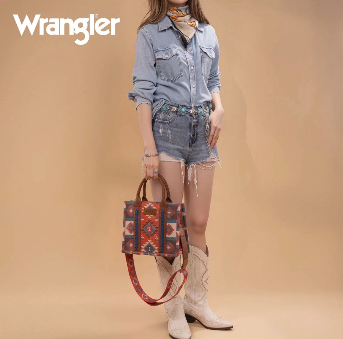Wrangler Aztec Print Crossbody - Burgundy