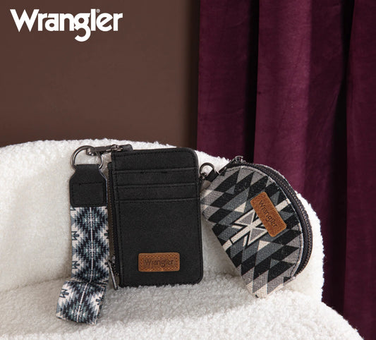 Wrangler Southwestern Art Dual Pouch Wristlet -Black