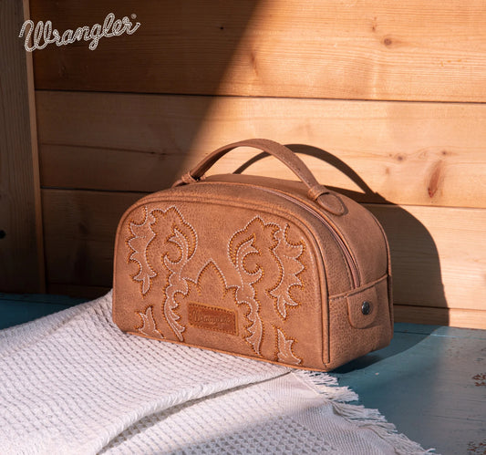 Wrangler Embroidered Travel Pouch-Tan
