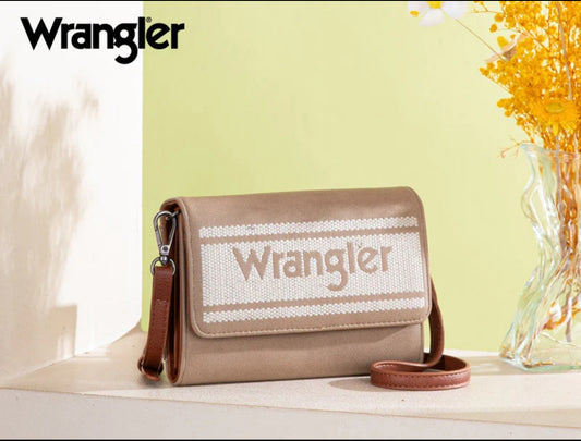 Wrangler Logo Waxed Canvas Wallet/Crossbody-Khaki