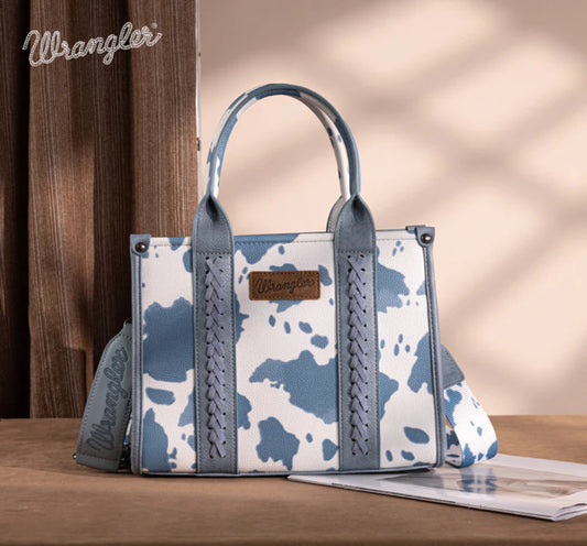 Wrangler Cow Print Crossbody - Light Blue