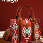 Wrangler Southwestern Print Small Canvas Tote/Crossbody~BURGUNDY