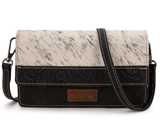 Wrangler Hair On Cowhide Wallet/Crossbody -Black