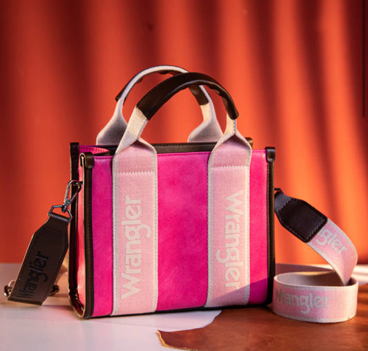 WRANGLER COLOR BLOCK CROSSBODY TOTE BAG- HOT PINK ( chocolate inside)