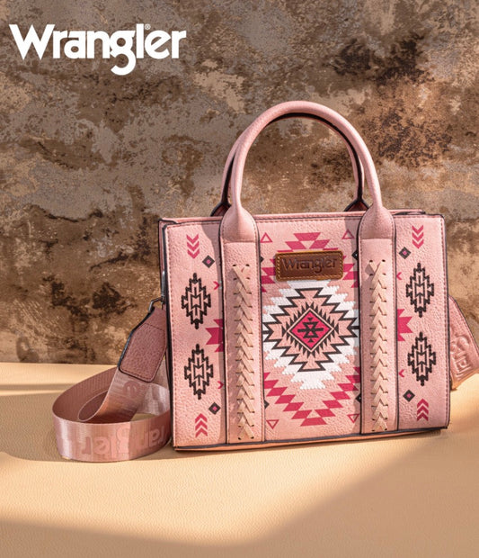 Wrangler Aztec Pattern Print -Tote/Crossbody -Pink