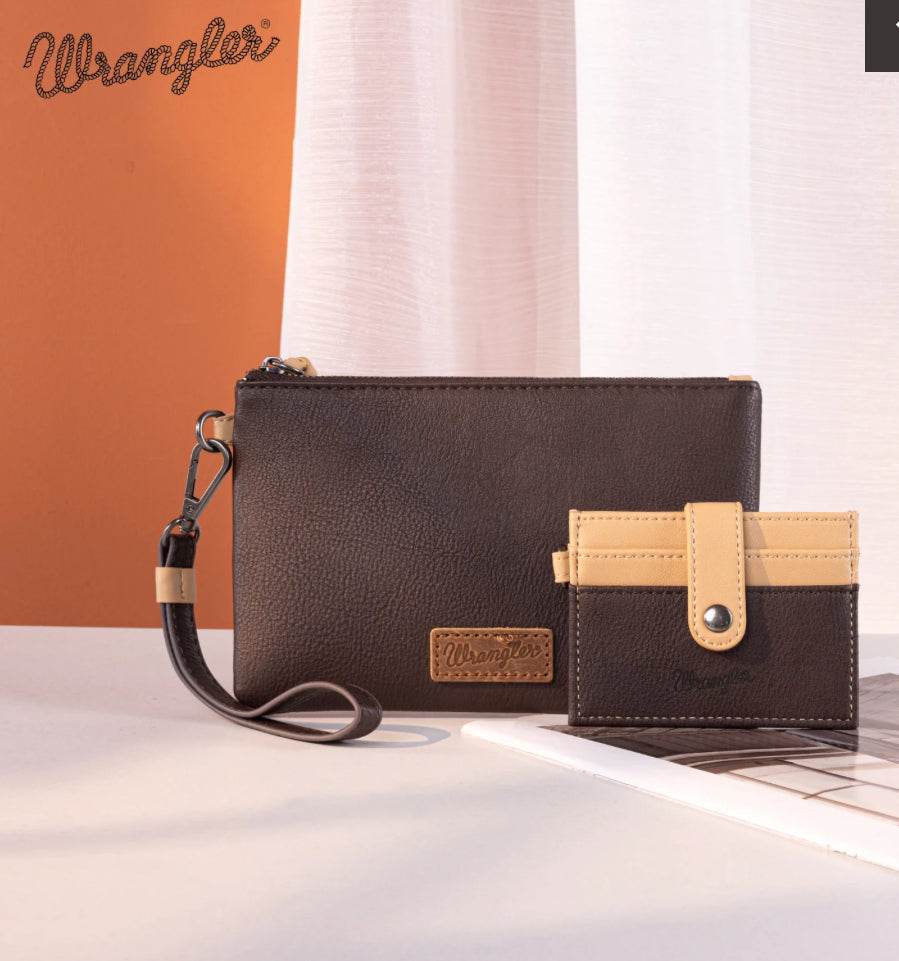 Wrangler Dual Pouch/Wristlet Credit Cardholder Wallet “LONG LIVE COWGIRLS”