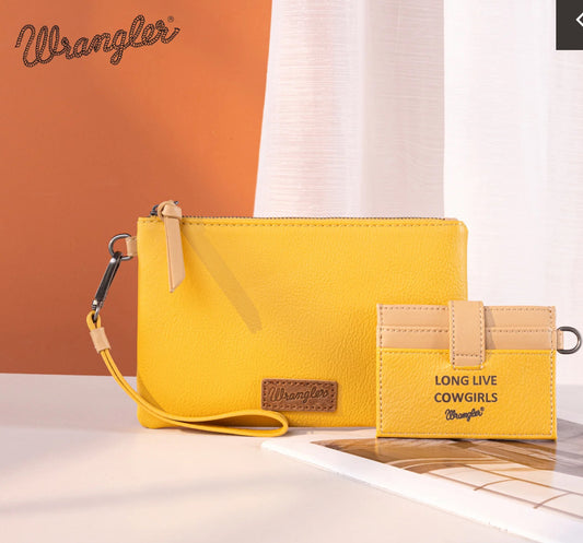 Wrangler Dual Pouch/Wristlet Credit Cardholder Wallet “LONG LIVE COWGIRLS”