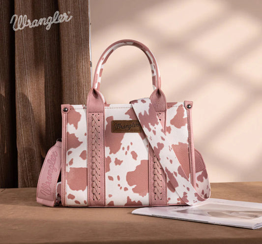 Wrangler Cow Print Crossbody-Light Pink