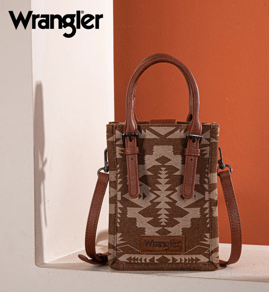 Wrangler Southwestern Print North South Mini Crossbody-Brown