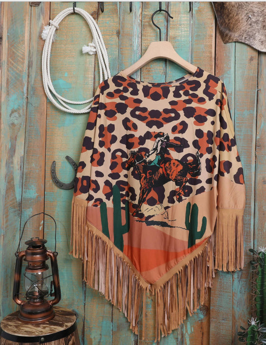 Montana West Leopard Rodeo Poncho