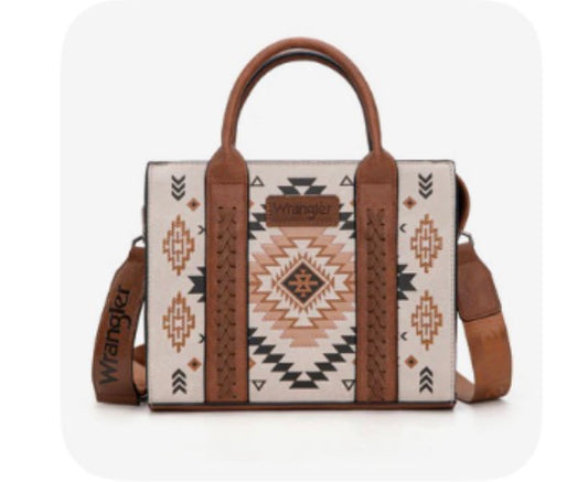 Wrangler Aztec Pattern Print tote/crossbody -Tan