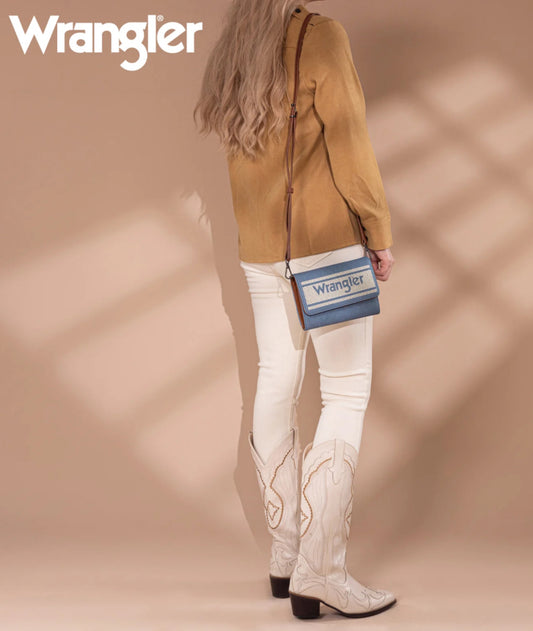 Wrangler Logo Waxed Canvas Wallet/Crossbody-JEAN