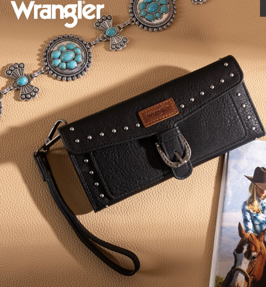 Wrangler Western Tri-fold Wallet/Wristlet With Detachable Credit Card Holder