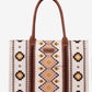 Wrangler Southwestern Pattern Canvas Wide Tote - COFFEE