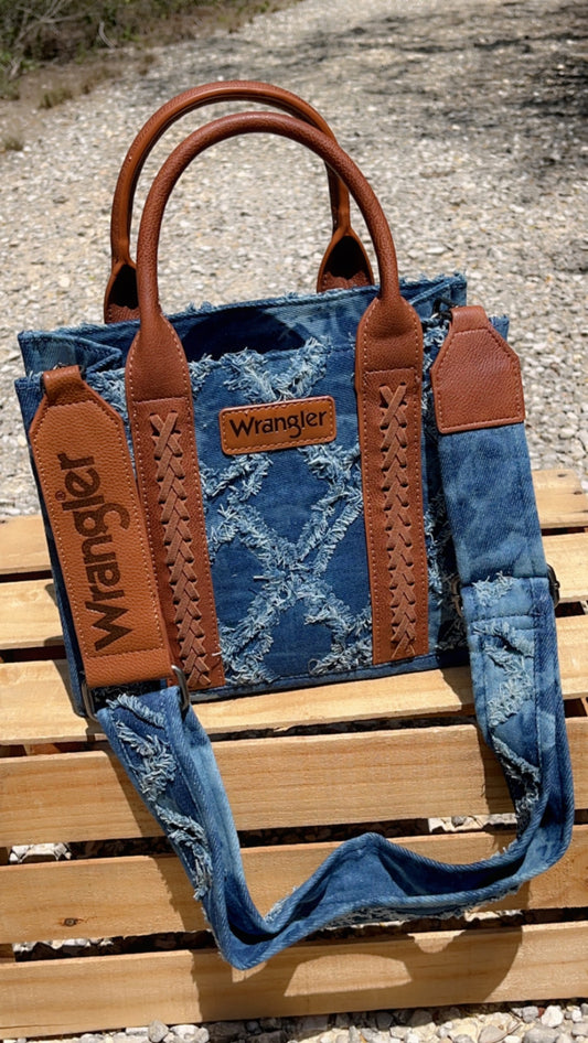 Wrangler Southwestern Print Small Canvas Tote/Crossbody~Jean