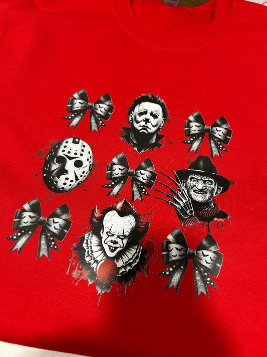 Red Sweatshirt Halloween Crew with Bows