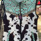 COW PRINT AND TURQUOISE VEST