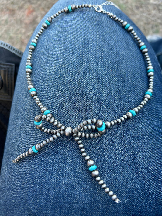 Bow necklace turquoise