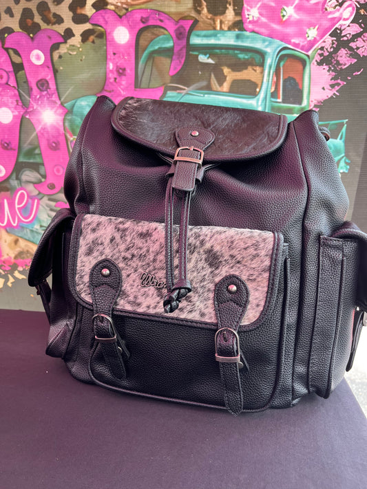 Wrangler Hair On Cowhide Backpack~Black