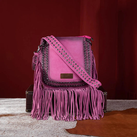 Wrangler Studded Fringe Concealed Carry CrossBody ~ Pink