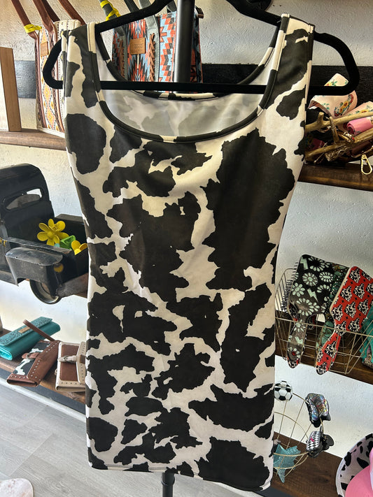 Cow Print Dress -luck and blessed