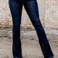 DARK WASH FLARE LEG JEANS