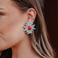 RED STONE VINTAGE SILVER AZTEC STUD EARRINGS
