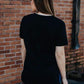 BLACK SHORT SLEEVE CURVED HEM TEE