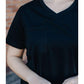 BLACK SHORT SLEEVE CURVED HEM TEE