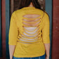 Mustard Shredded Back Top