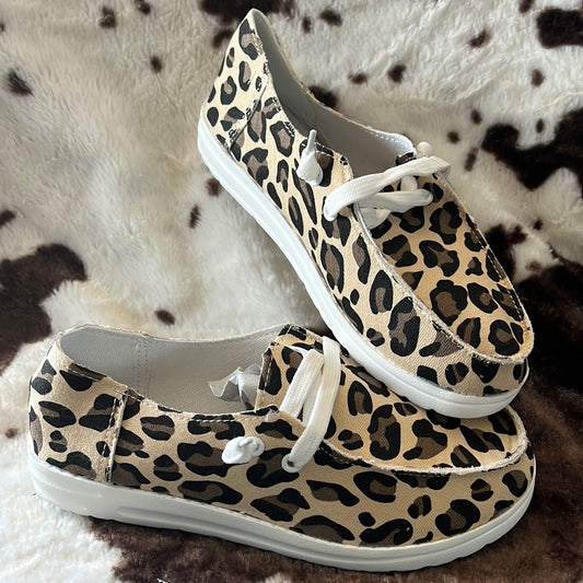 LEOPARD LACE UP SHOES