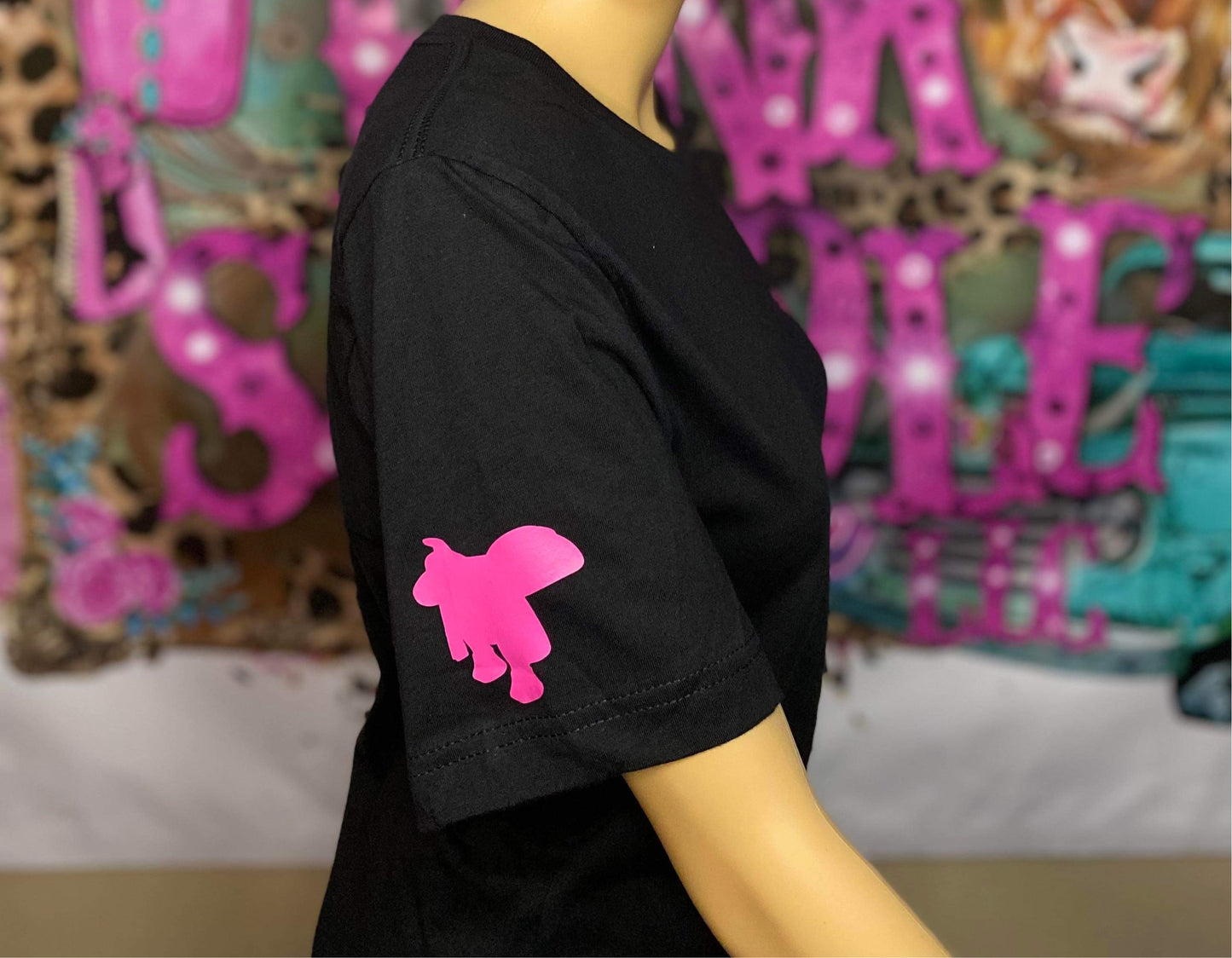 PSC BLACK TEE with PINK